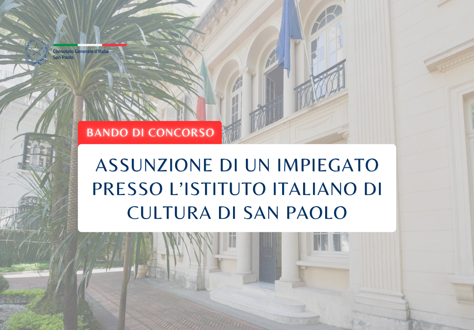 assunzione di un impiegato presso l’Istituto Italiano di Cultura di San Paolo